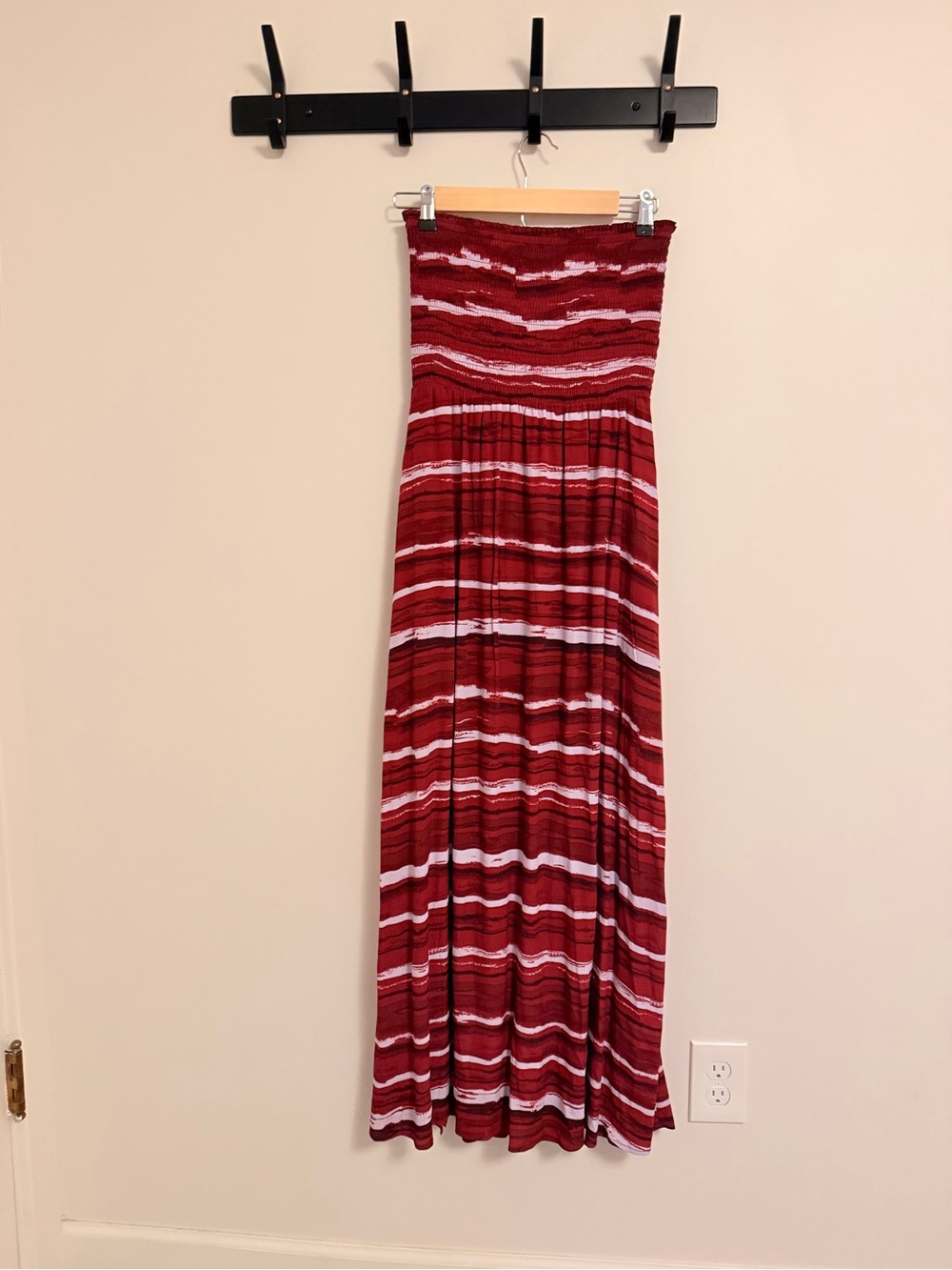 Evereve Burnt Orange and Lavendar Strapless Smocked Maxi Dress - Picture 2 of 5